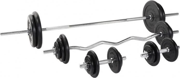 Gorilla Sports Hantelstangen Gummi Sternverschluss Set 108kg