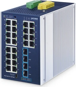 Planet IGS-4215 Industrial Railmount Gigabit Managed Switch, 24x RJ-45, 4x SFP+ (IGS-4215-24T4X)