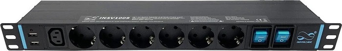 Infitronic 19" PDU Steckdosenleiste, 1HE, 15-fach, 250V, schwarz, 2m