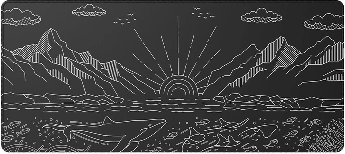 Dark Project Terra Nostra Black XL Gaming Mousepad, 900x400mm, Motiv schwarz/weiß