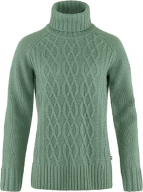 Fjällräven Övik Cable Roller Neck Strickpullover patina green (Damen)