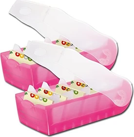HAN Croco Karteibox, A7, pink/transparent, inkl. 100 Karteikarten, 2er-Pack