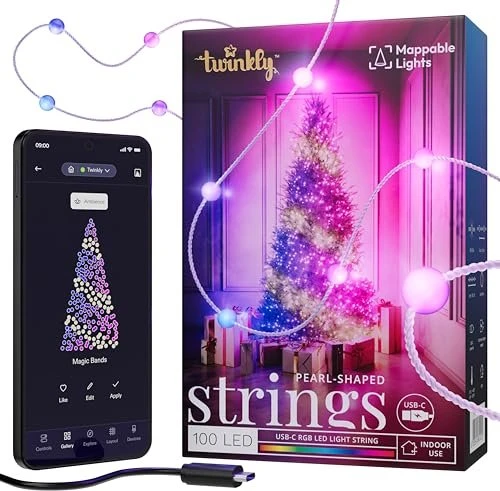 Twinkly Candies Pearls Lichterkette klar LED 100x RGB