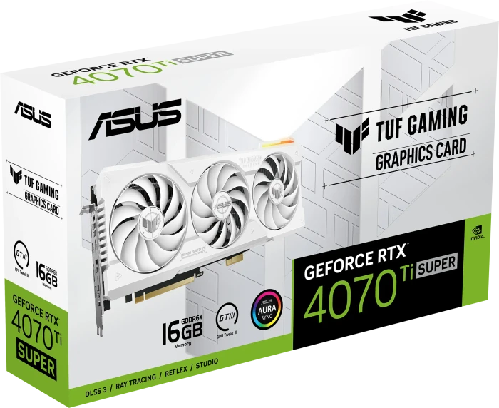 ASUS TUF Gaming GeForce RTX 4070 Ti SUPER BTF White, TUF-RTX4070TIS-16G-BTF-WHITE, 16GB GDDR6X, 2x HDMI, 3x DP