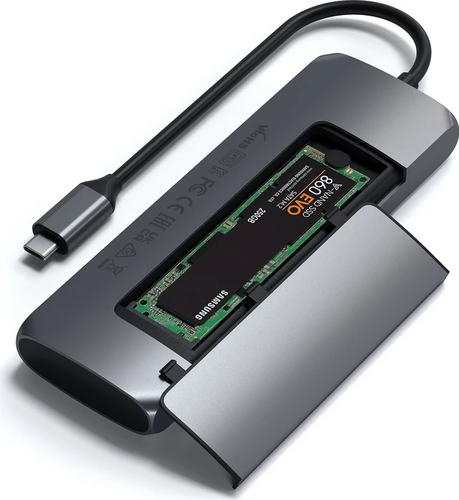 Satechi USB-C Hybrid Multiport-Adapter, grau, USB-C 3.0 [Stecker]