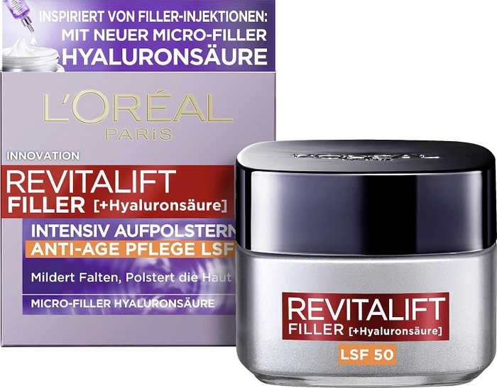 L'Oréal Revitalift Filler Hyaluronsäure Intensiv Aufpolsternde Anti-Age Tagescreme LSF50, 50ml