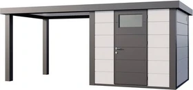 Telluria Classico 2424 Gerätehaus inkl. Anbau 2.84m links weiß/grau