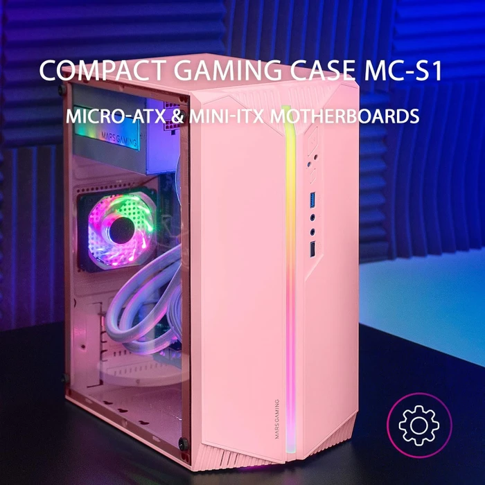 Mars Gaming MC-S1P, pink, Acrylfenster