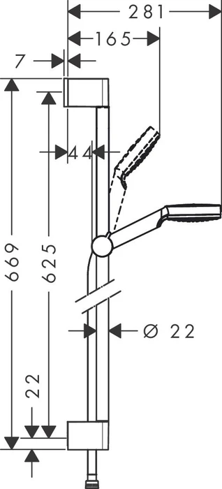 Hansgrohe Crometta Brauseset 100 1jet mit Brausestange 65cm weiß/chrom