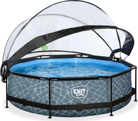 Exit Toys Stone Frame Pool mit Filterpumpe und Abdeckung rund 300x76cm