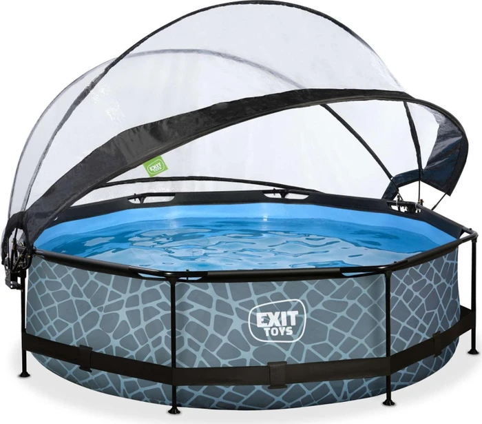 Exit Toys Stone Frame Pool mit Filterpumpe und Abdeckung rund 300x76cm