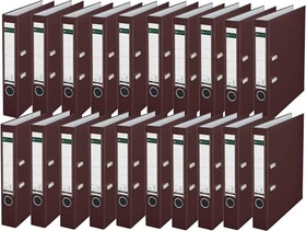 Leitz Qualitäts Ordner 2-Ring 180° Plastik, 50mm, A4, braun, 20er-Pack