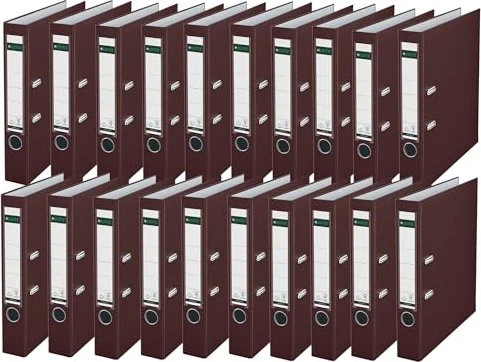 Leitz Qualitäts Ordner 2-Ring 180° Plastik, 50mm, A4, braun, 20er-Pack