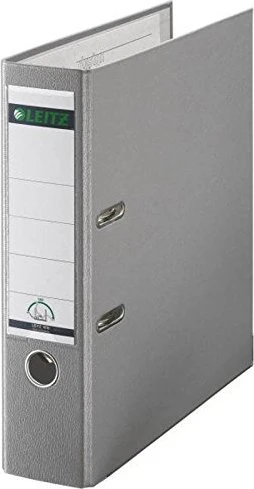 Leitz Qualitäts Ordner 2-Ring 180° Plastik, 80mm, A4, grau, 5er-Pack