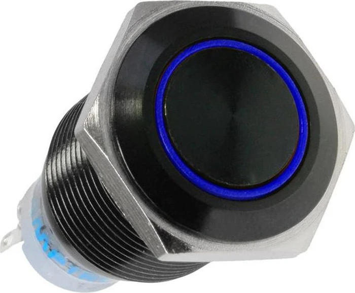 Lamptron Druckschalter Blackline 16mm, blau beleuchtet, vandalismusgeschützt