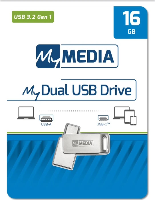 Verbatim MyMEDIA MyDual 16GB, USB-A + USB-C, USB 3.2 Gen 1×1