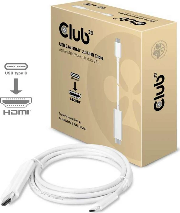Club 3D aktives USB 3.1 Typ-C/HDMI 2.0 Kabel, 1.8m