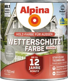 Alpina Farben Wetterschutz-Farbe deckend außen steingrau, 750ml