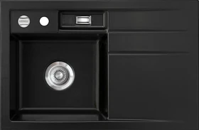 systemceram Bela 78 Einbau Becken links mit Ablauffernbedienung nigra