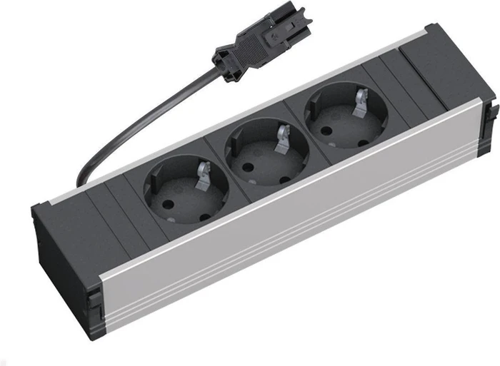 Bachmann Steckdoseneinheit Coni, 3-fach, silber/anthrazit