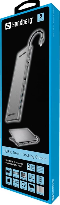 Sandberg USB-C 10-in-1 Docking Station, USB-C 3.0 [Stecker]