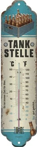 Nostalgic Art Retro Thermometer Tankstelle Bier, analog