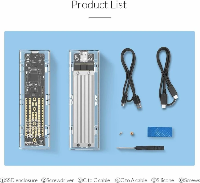 Orico TCM2-C3, silber/transparent, USB-C 3.1