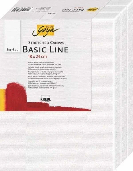 Kreul SOLO GOYA Stretched Canvas Basic Line, 380g/m², 0.18m x 24cm, 3 Stück