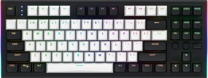 Hator Gravity TKL Wired, weiß/schwarz, LEDs RGB, Aurum Orange rev.2.0, USB, US
