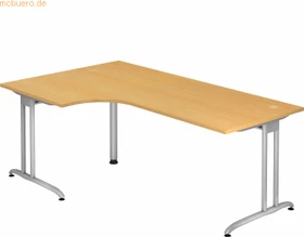 Hammerbacher Ergonomic B-Serie BS82/6 Eckschreibtisch 200x120cm Buche/silber
