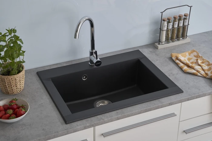 Respekta Ohio 660x500mm Einbau Becken mittig schwarz