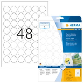 Herma Etiketten Special rund, 30mm, ablösbar, weiß, matt, 25 Blatt (1200 Etiketten)