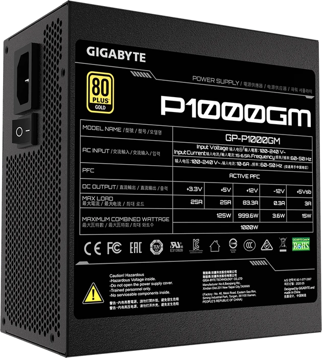 GIGABYTE P1000GM 1000W, ATX 2.31