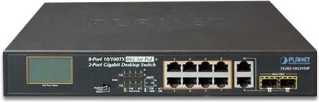 Planet FGSD Desktop Switch, 8x RJ-45, 2x RJ-45/SFP, 120W PoE+