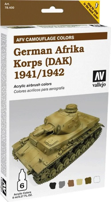 Vallejo Model Air AFV Painting System German Afrika Korps DAK 1941-1942 Farbset, 6-tlg.