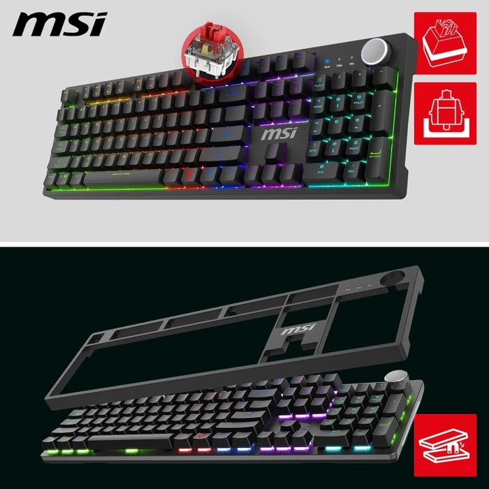 MSI FORGE GK320, LEDs RGB, hot-swap, RED Switches, USB, CZ/SK