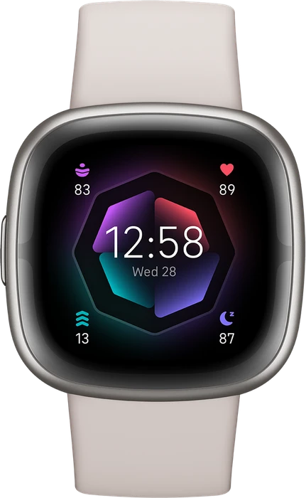 Fitbit Sense 2 Aktivitäts-Tracker mondweiß/aluminium platin