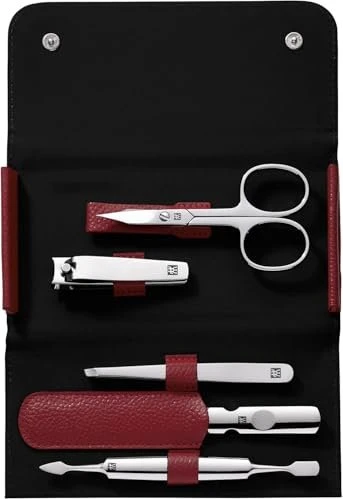 Zwilling Classic Inox Druckknopf-Etui Maniküre/Pediküre-Set 5-teilig rot