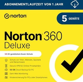 NortonLifeLock Norton 360 Deluxe, 5 User, 1 Jahr, ESD (deutsch) (Multi-Device)
