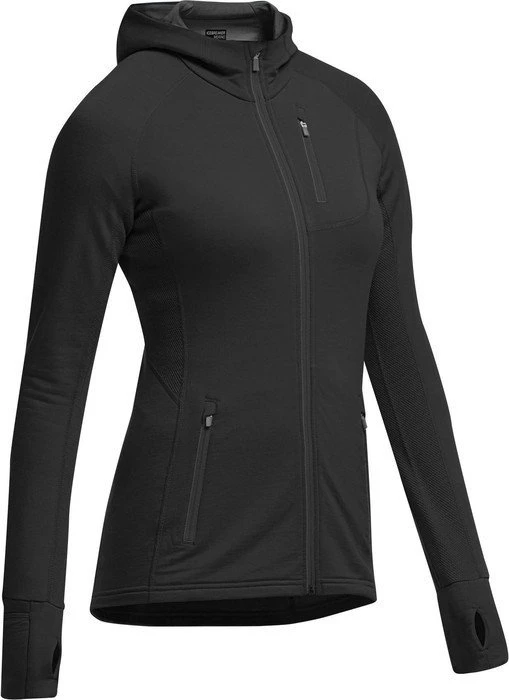 Icebreaker Quantum Long Sleeve Hood Funktionsjacke schwarz (Damen)