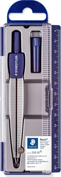 Staedtler Noris Club 550 Schulzirkel Metall, silber/blau, Klappdeckeletui
