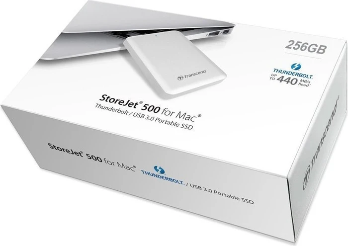 Transcend StoreJet 500 Portable SSD, 256GB, USB 3.0 Micro-B/Thunderbolt 1 / Mini DisplayPort 1.1a
