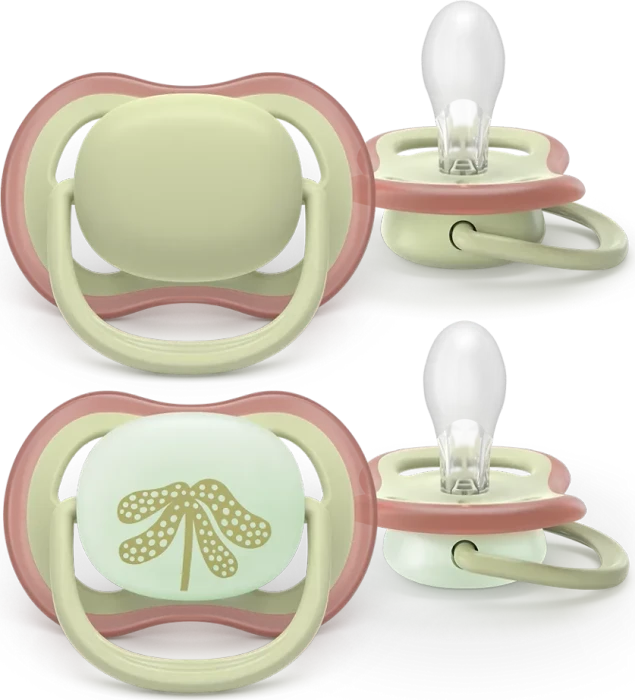 Philips Avent SCF087/18 Ultra Air Day & Night Beruhigungsschnuller, 6-18M, Silikon, grün/beige, 2 Stück