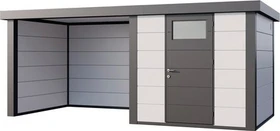 Telluria Classico 2424 Gerätehaus inkl. Anbau 2.84m links weiß/grau