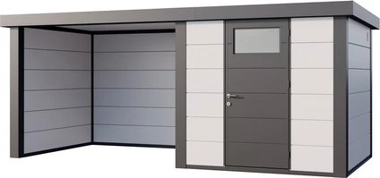 Telluria Classico 2424 Gerätehaus inkl. Anbau 2.84m links weiß/grau