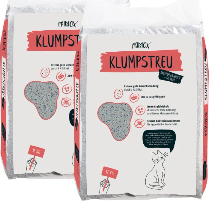 Primox Klumpkatzenstreu, Babypuder + Silikat