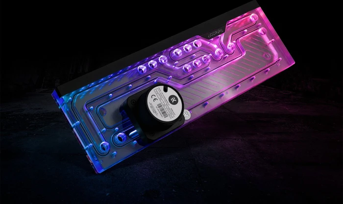 EK Water Blocks Quantum Line EK-Quantum Reflection² ROG Hyperion D5 PWM D-RGB, Verteilerplatte mit Pumpe, Acryl