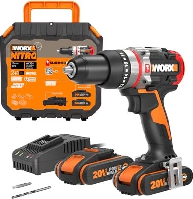 Worx Nitro 20V PowerShare Akku-Schlagbohrschrauber inkl. Koffer + 2 Akkus 2.0Ah