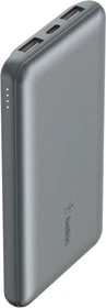 Belkin BoostCharge 3-Port Power Bank 10K + USB-A/USB-C Cable grau