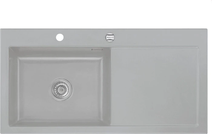 systemceram Mera 100 SL Einbau Becken links mit Ablauffernbedienung titan